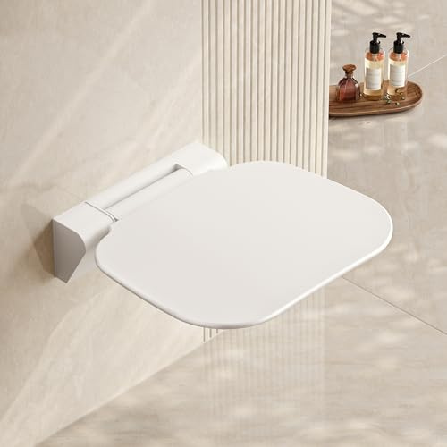 Siège de Douche Pliable et Repose-Chaussères Mural, Capacité 200kg, Base Aluminium Solide, Gain de Place pour Salle de Bains et Entrée, Blanc