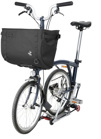 Rhinowalk Cykel frontkorg väska för brompton & Dahon fällbara cyklar – 24 l styrväska med snabblås, aluminiumram, framficka med surfplattefack (svart 24 l)