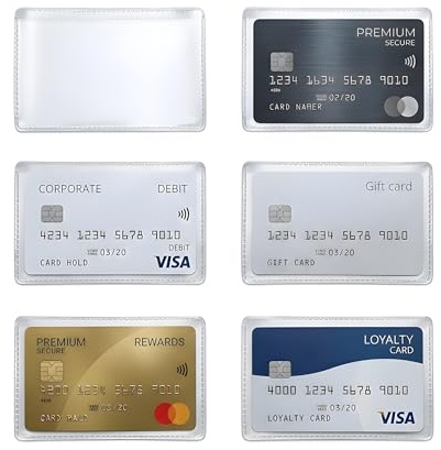 Leddy Living Juego de 6 fundas transparentes para tarjetas, 2 bolsillos para carnet de conducir, tarjetas de identificación, tarjetas de crédito y tarjetas de fidelity, flexibles opacas protectoras