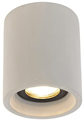 Qazqa - Country Round Ceiling Spotlight Concrete - Deep- - Country - Suitable for LED GU10 | 1 Way Light - StoneIconcrete Surface-Mounted spotway Light - Suitable for Living Room I Kitchen I Bedroom