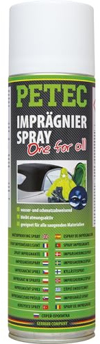 PETEC Imprägnierspray Hydrophobic Spray universal farblos 500 ml. Imprägnierung für Schuhe, Cabrio Verdeck, Regenjacke, Zelt, Leder. Wasserdicht imprägnieren 72750
