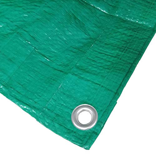 3m x 1.8m Tarpaulin Cover, Water Resistant, Groundsheet, Garden Furniture Cover, UV Protection, Frost Resistant, Camping, 10 x 6 ft with Eyelets and Hem Rope, 80gsm Green, by Dihl