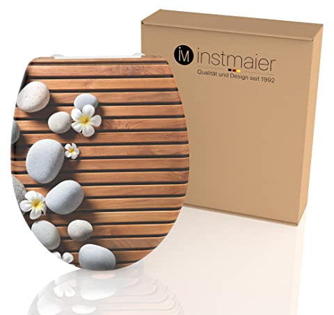 instmaier WC3 Klodeckel Absenkautomatik Motiv | WC-Sitz | Toilettensitz mit Schnellverschluss | Klobrille Holz-Optik | Klositz aus Duroplast | Einfache Montage
