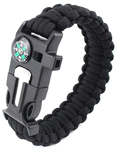 YzoTek Bracelet de Paracorde de Sport 5 en 1 - Bracelet de Survie Simple et Décontracté avec Plusieurs Outils D'urgence Boussole, Silex, Grattoir, Sifflet pour La Chasse et La Pêche en Milieu Sauvage