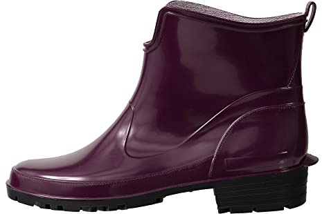 Ladeheid Botines de Agua en PVC para Mujer Botas de Lluvia Botines Impermeables de Caucho Zapatos de Goma para Primavera Wellington Boots Botas Cortas LA-930 (Burdeos/Negro, 38 EU)