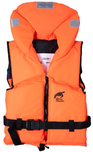 HonuNautic Chaleco Salvavidas de plástico sólido para niños y Adultos, 100 N, CE ISO 12402-4, tamaño 3, para Adultos de 70 a 90 kg, Color Naranja