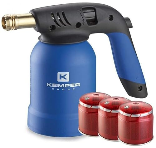 Lampada Per Saldare Tornado Accensione Piezo Con Cartucce Gas 190 Gr. Kit Pronto All'Uso (Saldatore + 3 Cartucce)