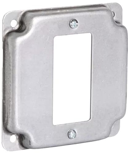 1-Gang Rocker Metal Electrical Box Cover, 4x4 Inch Square