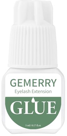 GEMERRY Colla Extra Forte per Extension Ciglia 5ml - Tempo di Asciugatura 1S/8 Settimane di Ritenzione - Adesivo Nero a Lunga Durata