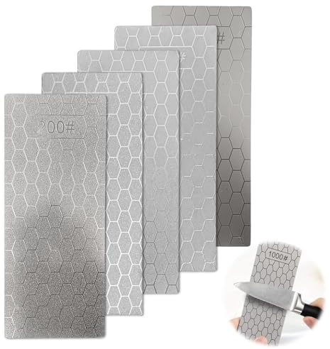 WIYETY 5 Stück Diamant Schleifsteine: 200/400/600/1000/2000 Diamant-Schleifstein, Diamant Messerschärfer Platte, Diamant Schleifsteine für Küchengeräte den Außenbereich