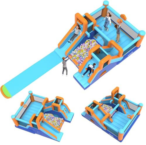 AirMyFun Inflatable Bounce House, Double Slide Water Bounce House, 9 in 1 Outdoor&Indoor Bounce House, Big Bounce House for Big Kids with 750 Blower