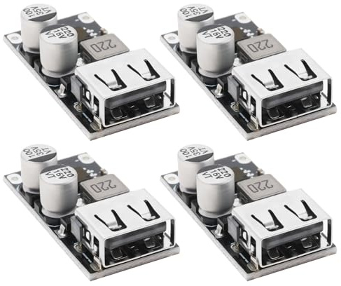 The Lord of the Tools 4Pcs 6-32V 9V 12V 24V to 5V 3A Fast Charging Module USB 3.0 QC2.0 DC-DC Power Supply Regulator Module USB Buck Converter Volt Transformer Board