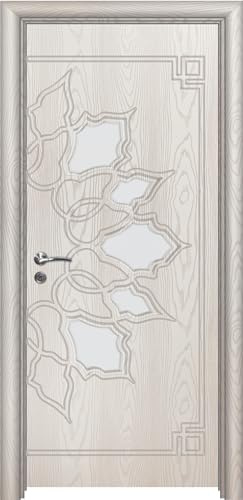 Porta da interno con vetro in materiale HDF di qualità con maniglia in acciaio inox serratura in metallo disponibile in diverse misure colore Bianco Effetto Legno PIE18 (anta 80x197cm, telaio 10-14cm)