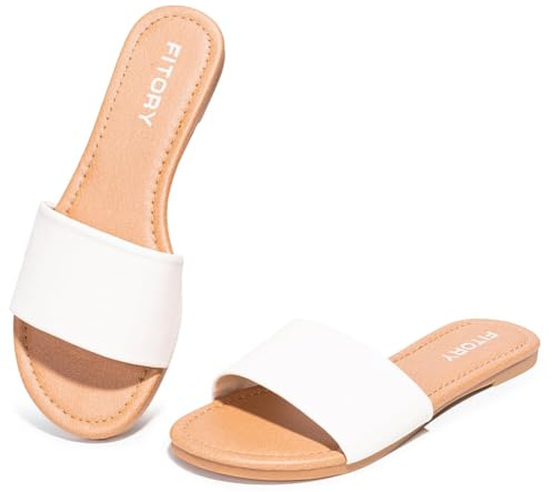 FITORY Women's Slide Sandals Fashion Round Toe with Classic Single Strap