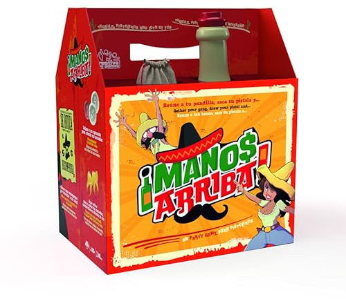 Creative Live Games Manos Arriba – Juego de Mesa Adulto de Estrategia, Duelo y traición, con Botella de Espuma, Cartas y Oro, para 3 a 6 Jugadores, Party Game Original con apuestas y Humor Mexicano