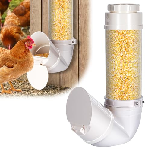 Comedero AutomáTico para Pollos De PVC. Comedero para Aves De Gran Capacidad 3 Kg con Cubierta Protectora contra La Lluvia por Gravedad Sin Desperdicio para Patos, Pavos