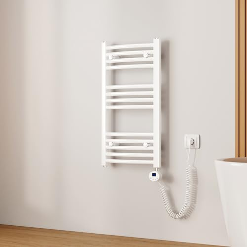 EMKE Radiador Toallero Eléctrico para Baño,75 x 40 cm, Secatoallas Eléctrico con WiFi Termostato, 250 vatios (Blanco),Toallero Electrico Baño