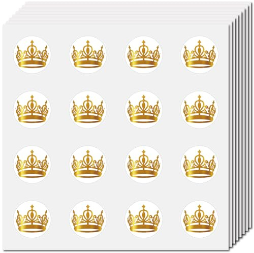 CREATCABIN 128 pz Adesivi per Planner Corona Adesivi Rotondi A Pois Piccole Corone Dorate Decalcomania Casco Autoadesivo per Scrapbooking Artigianato Bottiglie d'Acqua Calendario Insegnante 2.5cm