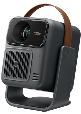 Wanbo Togo Pro Proyector Portátil con Batería 3,5 h Integrada, Google TV, 1080P Full HD, 500 ANSI, WiFi, Bluetooth, Auto Focus, Keystone, Rotación 360°, 27dB Silencioso para Cine en Casa y Camping