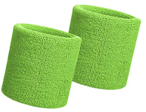 HANERDUN Schweißband Handgelenk schweissband Herren Damen Absorbierende Schweißbänder Arm für Sport Laufen Fahrrad Joggen Fußball Tennis Neongrün(2 STK)-UK
