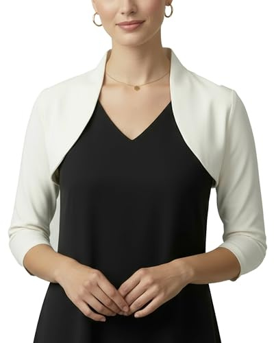BlackButterfly Tailored 3/4 Sleeve Bolero (Off-White, US 6)