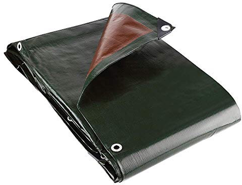 GroundMaster 250gsm Brown/Green Tarpaulin - Waterproof Outdoor Fishing Camping Ground Sheet Cover (5m x 6m)