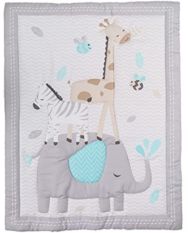 HMtideby Animal Themed Baby Toddler Blanket Quilt Cot Comforter Crib Baby Quilts for Boys and Girls Nursery Bed Throw Blanket 84x107cm, Giraffe, Elephant and Zebra Suitable for All Season