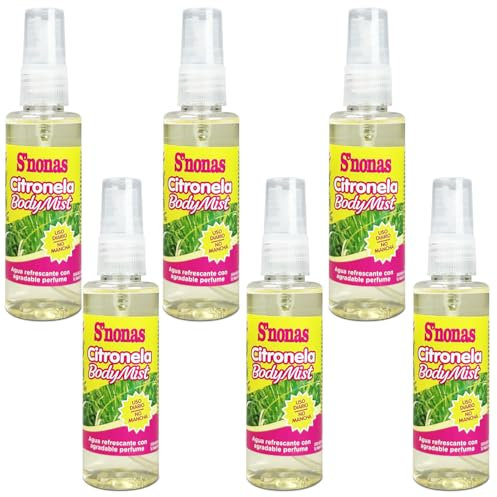 Spray Citronela Líquida Antimosquitos 6 x 60 ml | Agua de Citronela para Mosquitos con Aroma Suave y Agradable