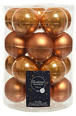 Decoris Weihnachtskugeln Glas 6cm x 20 Stück Christbaumkugeln Bernstein