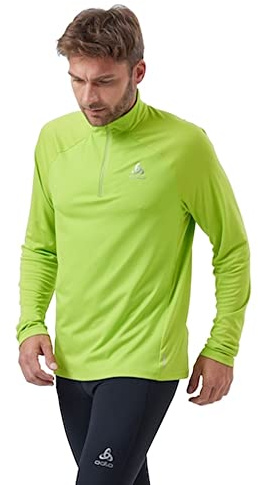 Odlo Herren Laufoberteil mit Reißverschluss Essential CERAMIWARM, Lime Green, XL