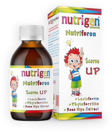 Nutrigen Nutriferon Liquid Iron Supplement for Kids – Blackstrap Molasses, Lactoferrin, Phytoferritin & Rosehip, Powerful Results—Naturally Restore Iron Levels, 150 mL