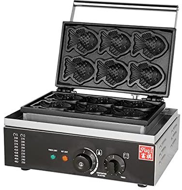 MNSSRN Macchina per Torte di Pesce, Macchina elettrica per Waffle per Torte a Forma di Pesce, Troppo Gelato bruciatore rotativo, Design poroso, Ristorante casa,A