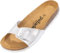 Palado Pantoletten Damen Malta Metallic – gefertigt in Spanien – weiche Veloursleder-Decksohle – robuste EVA-Sohle – edles Metallic-Design Hellsilber UK5,5 - EU38