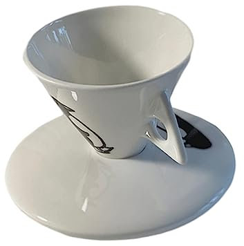 MAGICLULU Creative Bone China Coffee Cup and Saucer Set 60ml with Penguin Pattern, Espresso Beverage Cups for Afternoon Tea, Hotel Tea Drinking Tableware