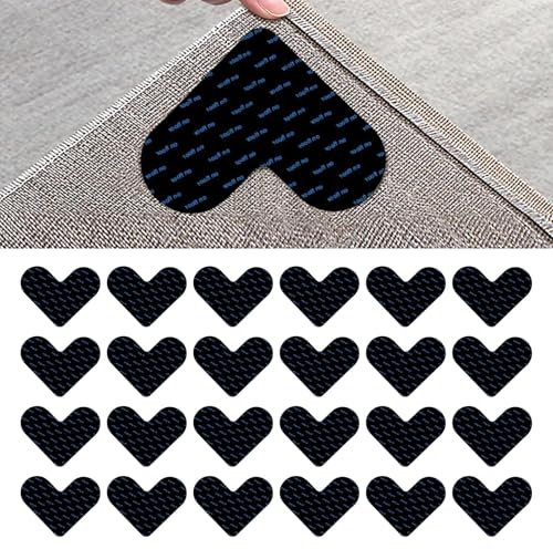 Antirutschmatte für Teppich, 24 Stück Waschbare und Wiederverwendbare Anti Rutsch Teppichunterlage, Teppichunterlage rutschfest für einfache Teppichreinigung(Farbe:Schwarz)
