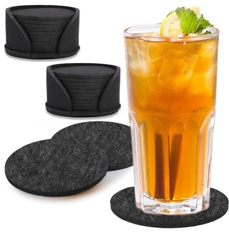 30 Set Filz Untersetzer Rund Gläser Waschbarer Untersetzer Mit 3 STK Aufbewahrungsbox Tischuntersetzer Filzuntersetzer Filz Untersetzer Rund für Gläser Coasters Stilvolle Dekoration