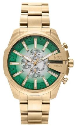 Diesel Mega Chief Slim Watch for Men, Chronograph Movement with Stainless Steel or Leather Strap