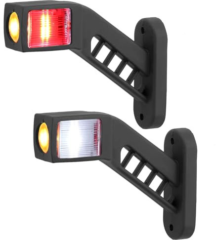 AUTOUTLET LED Begrenzungsleuchten Anhänger, 2PCS Positionsleuchten 10-30V Wasserdicht, Seitenleuchten mit Dual-E9-Mark & Gummistiel Basis, Positionsleuchte Seitenmarkierungsleuchten für LKW PKW(140mm)