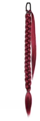 Ponytail Extension, Wig Ponytail Women's Style Wrapped Hair Hand Woven Synthetic Ponytail Wig Fake Hair(Fuchsia,22inches(55cm))