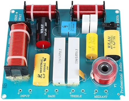 Ouitble Altoparlante Crossover Connessione 3 Vie 300W Divisore di Frequenza per ≤12 Pollici Altoparlanti, HiFi Audio Altoparlanti Alti Bassi Medi Filtro Crossover per Palco KTV Fai da Te