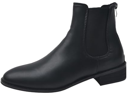Stivali corti da donna, in pelle, da equitazione, da motociclista, per autunno e inverno, da cowboy, Nero , 37 EU