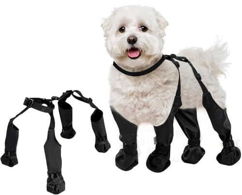 BECROWM Waterproof Dog Boots, Dog Paw Protector for Small Medium Dogs, Adjustable Boots Pet Shoes for Outdoor Walking Soft Shoes Pets Paws Protector (Black, M)