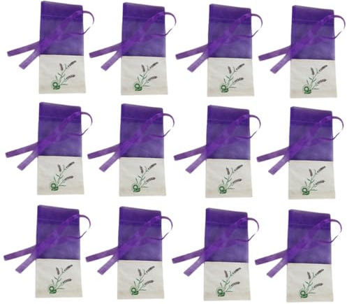 LOORGVEL Lot de 12 Sachets Vides Violets à Cordon en Filet, Mini Pochettes Organza à Motif Fleurs, pour Rangement Épices, Bijoux et Lavande, Utilisation Maison et Placard