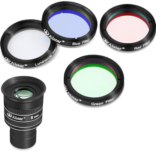 Alstar 1.25 58 Degree 8mm Telescope Eyepiece - Bundle with - LRGB 1.25 Inch Filter Set