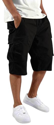 Bermudas Hombre Verano Cargo Montaña Senderismo Pantalones Cortos Hombre Trabajo Gym con Bolsillo Bermudas Jogging con Cordón