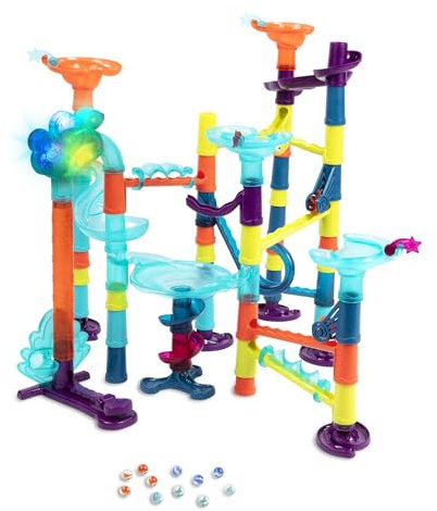 B. toys – Marble Run Toy Set – 62-Piece Interactive STEM Toy Featuring Lights, Sounds, and Modular Track Designs – Enhances Creativity, Early Engineering Skills – Ages 3 and Up