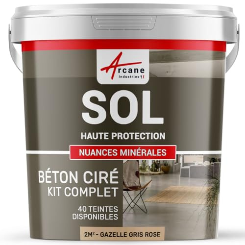 Béton ciré sol en kit | Primaire et vernis de finition inclus - 2 m² (en 2 couches) Gazelle Gris Rose - ARCANE INDUSTRIES