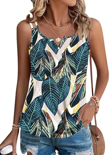 WNEEDU Femme DéBardeur Haut à Bretelles Spaghetti Caraco col en V pour Camisole