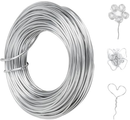 Behiruch Basteldraht 2mm x 30m, Draht zum Basteln, Schmuckdraht, Silberdraht, Weicher Aluminiumdraht, Aludraht für Schmuck Bastelarbeiten