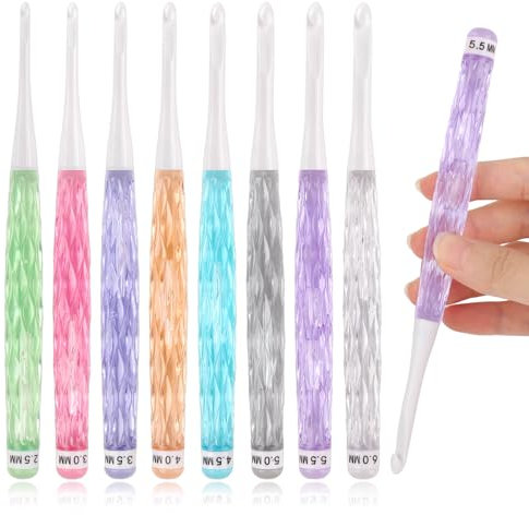 Coopay Häkelnadeln, Inline-Häkelnadel-Set, 2,5 mm (C)-6 mm (J), transparenter Kunststoffgriff, ergonomisch und schön, ideal zum Häkeln von Decken, Puppen, Schals, Mützen, Schals